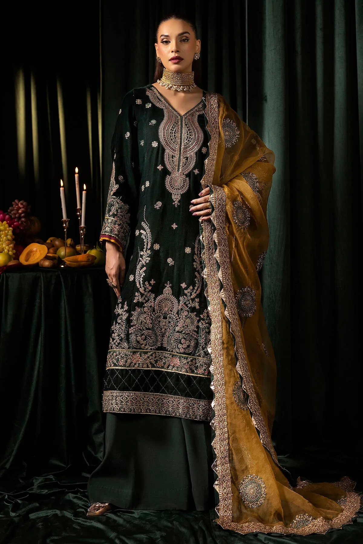 5094-YUMNA EMBROIDERED VELVET UNSTITCHED