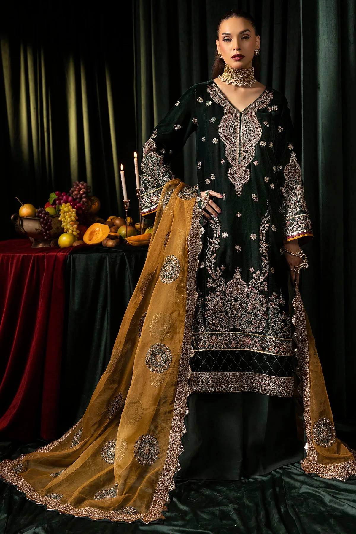 5094-YUMNA EMBROIDERED VELVET UNSTITCHED