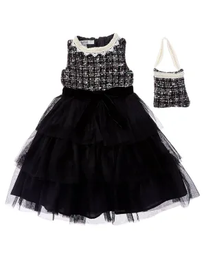 Badgley Mischka Tweed Bodice Dress