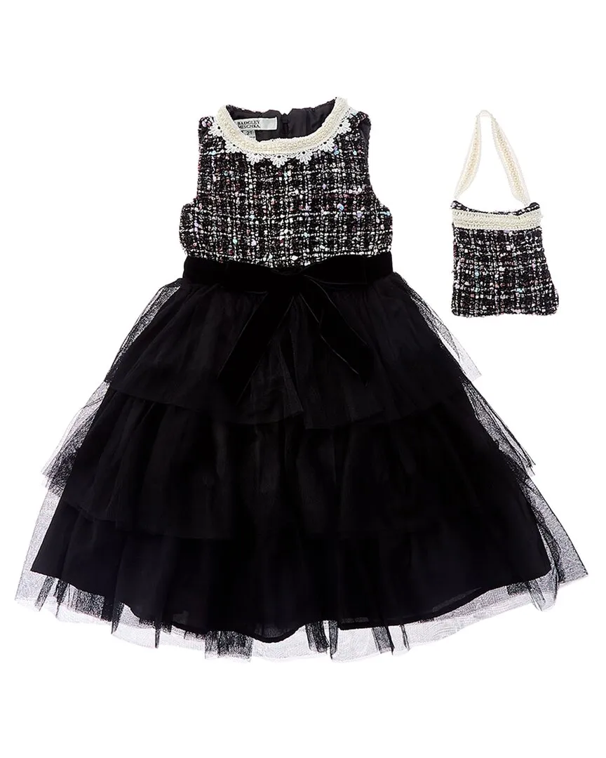 Badgley Mischka Tweed Bodice Dress