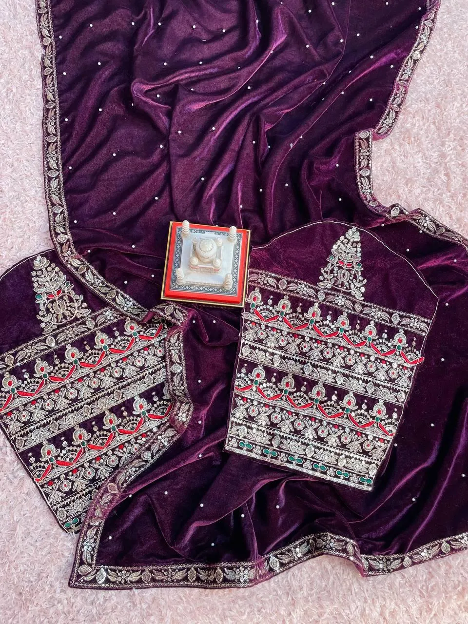 Beautiful Designer Wedding Special Pure 9000 Velvet Saree