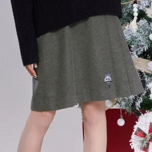 Cinnamoroll Grey Woolen Knee Length Pleated Skirt