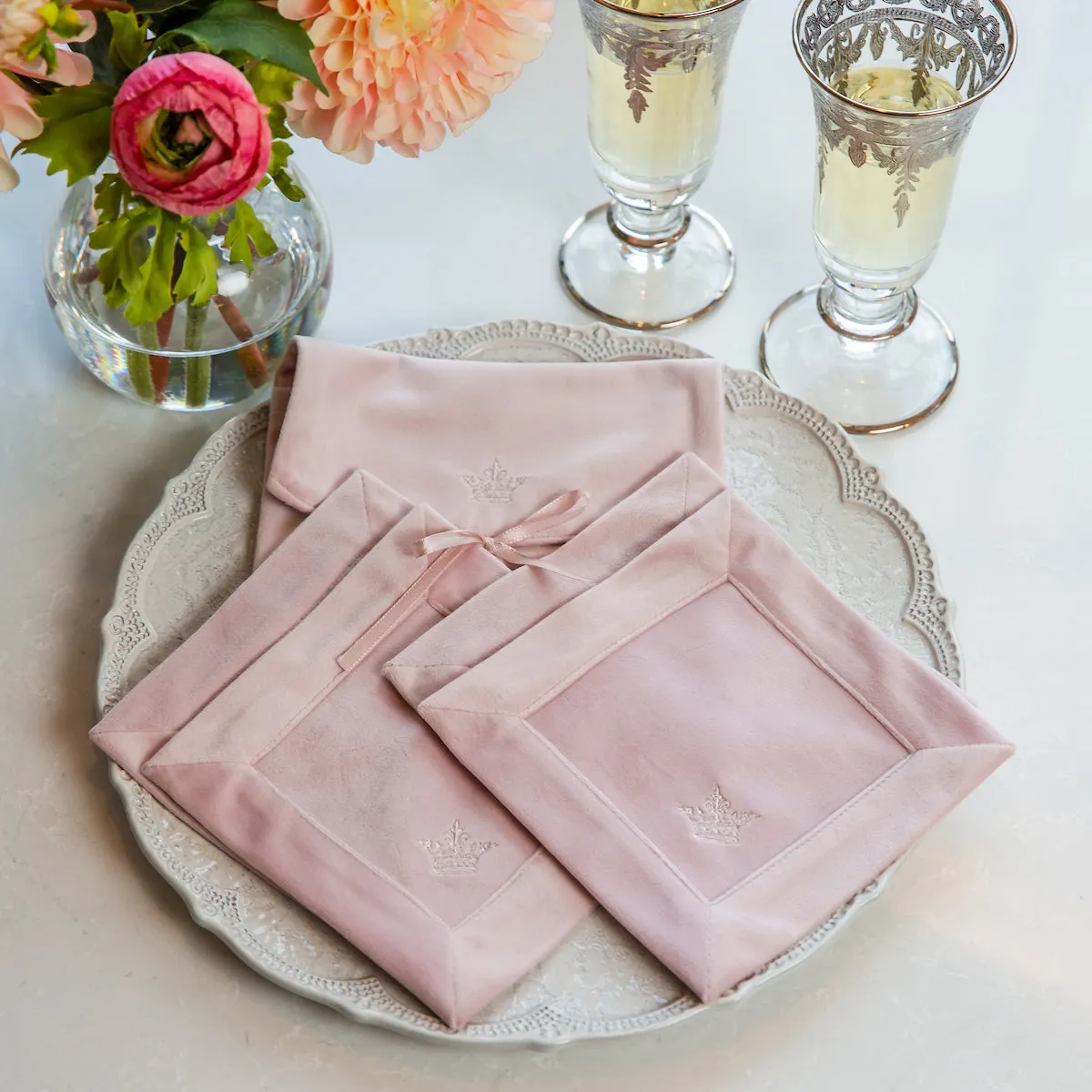 Crown Velvet Cocktail Napkin Set (4) - Sale
