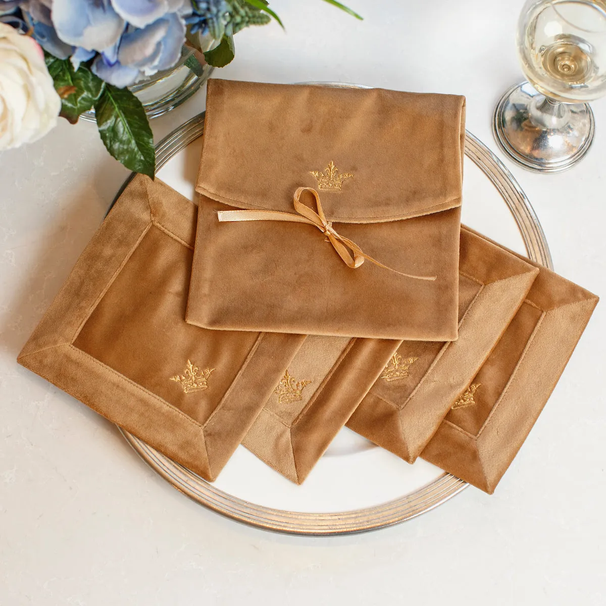 Crown Velvet Cocktail Napkin Set (4) - Sale