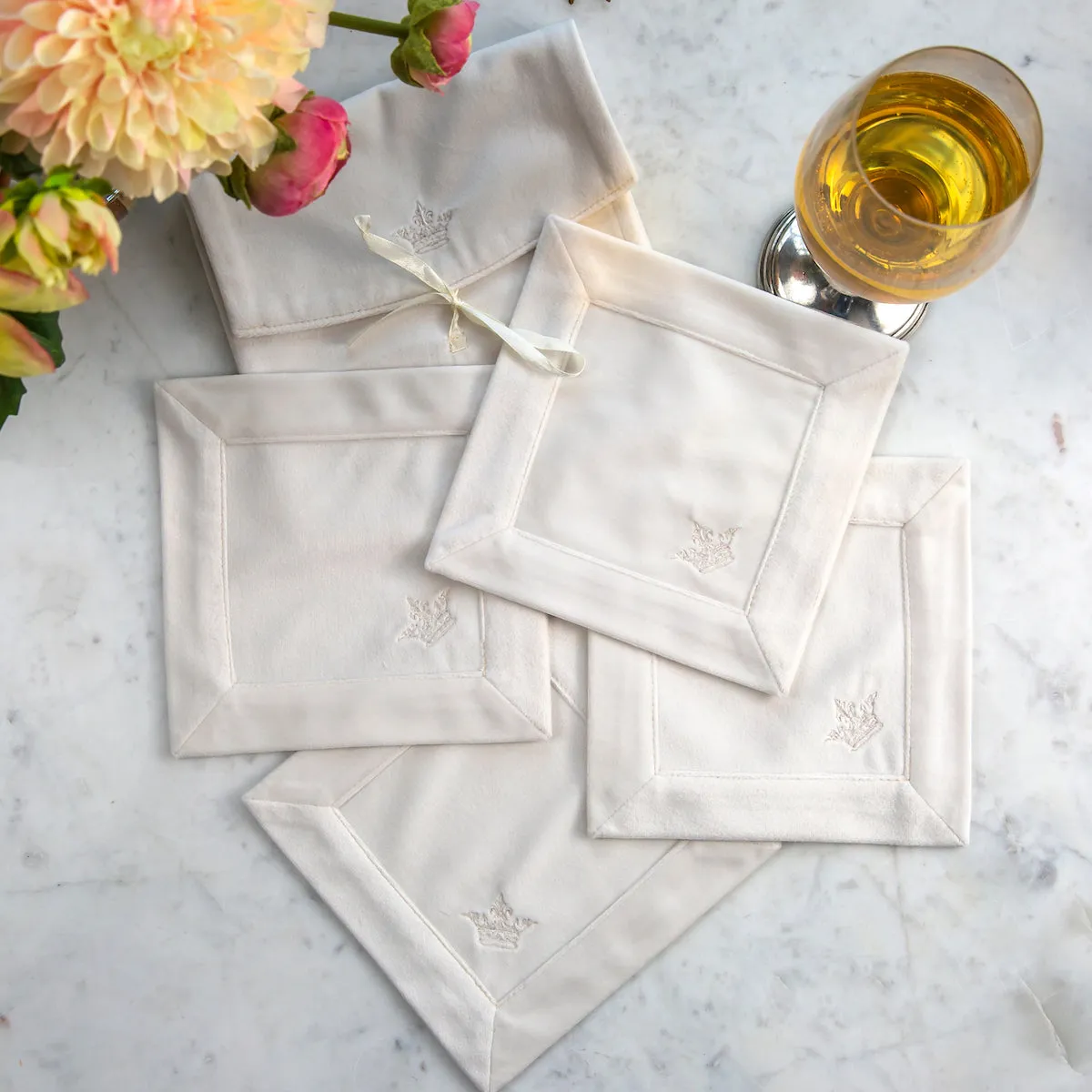Crown Velvet Cocktail Napkin Set (4) - Sale