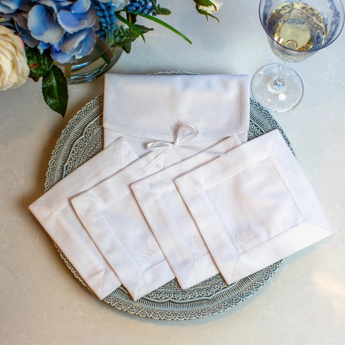 Crown Velvet Cocktail Napkin Set (4) - Sale