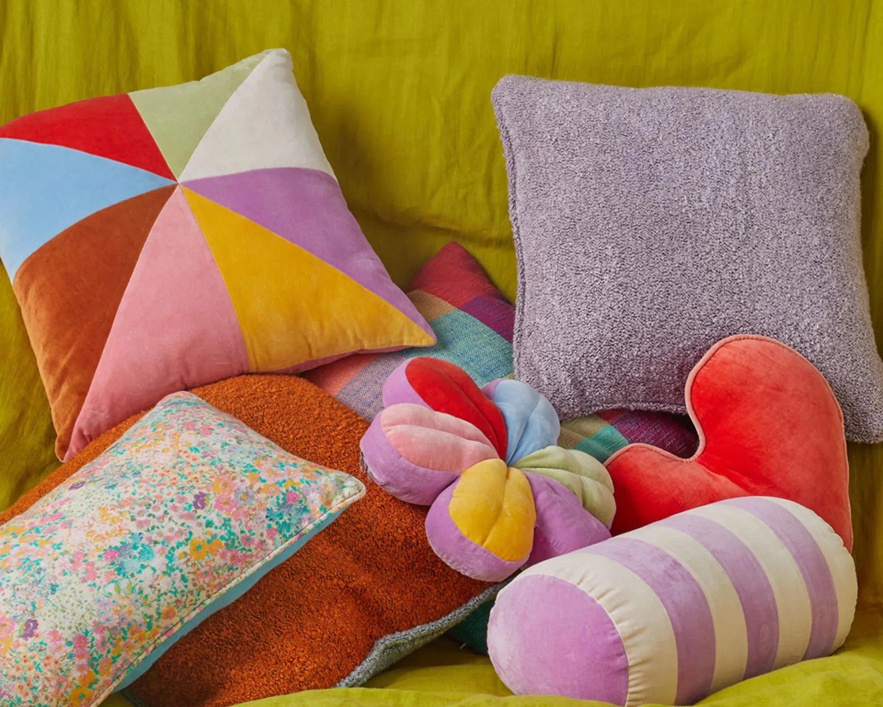 Macaroon Panelled Velvet Cushion - Kip & Co.