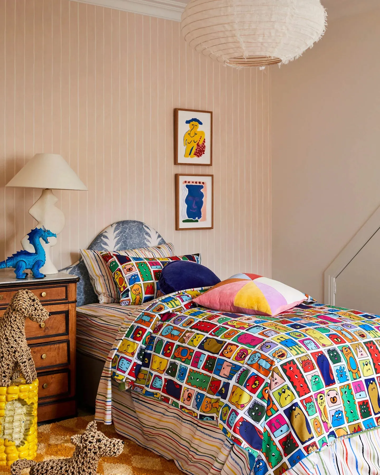 Macaroon Panelled Velvet Cushion - Kip & Co.