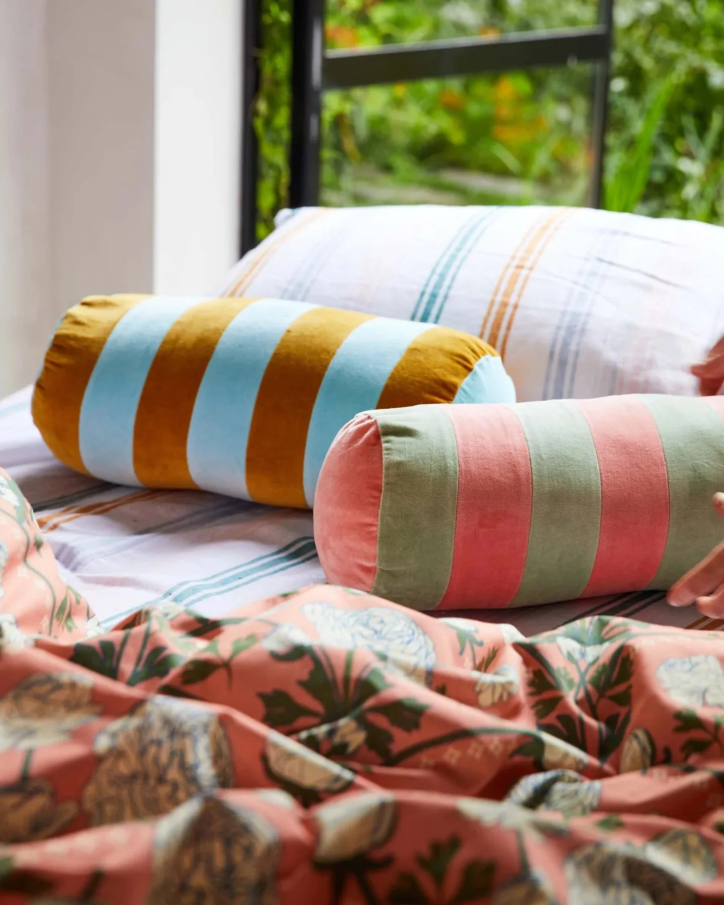 TROPICS VELVET BOLSTER CUSHION - Kip & Co.
