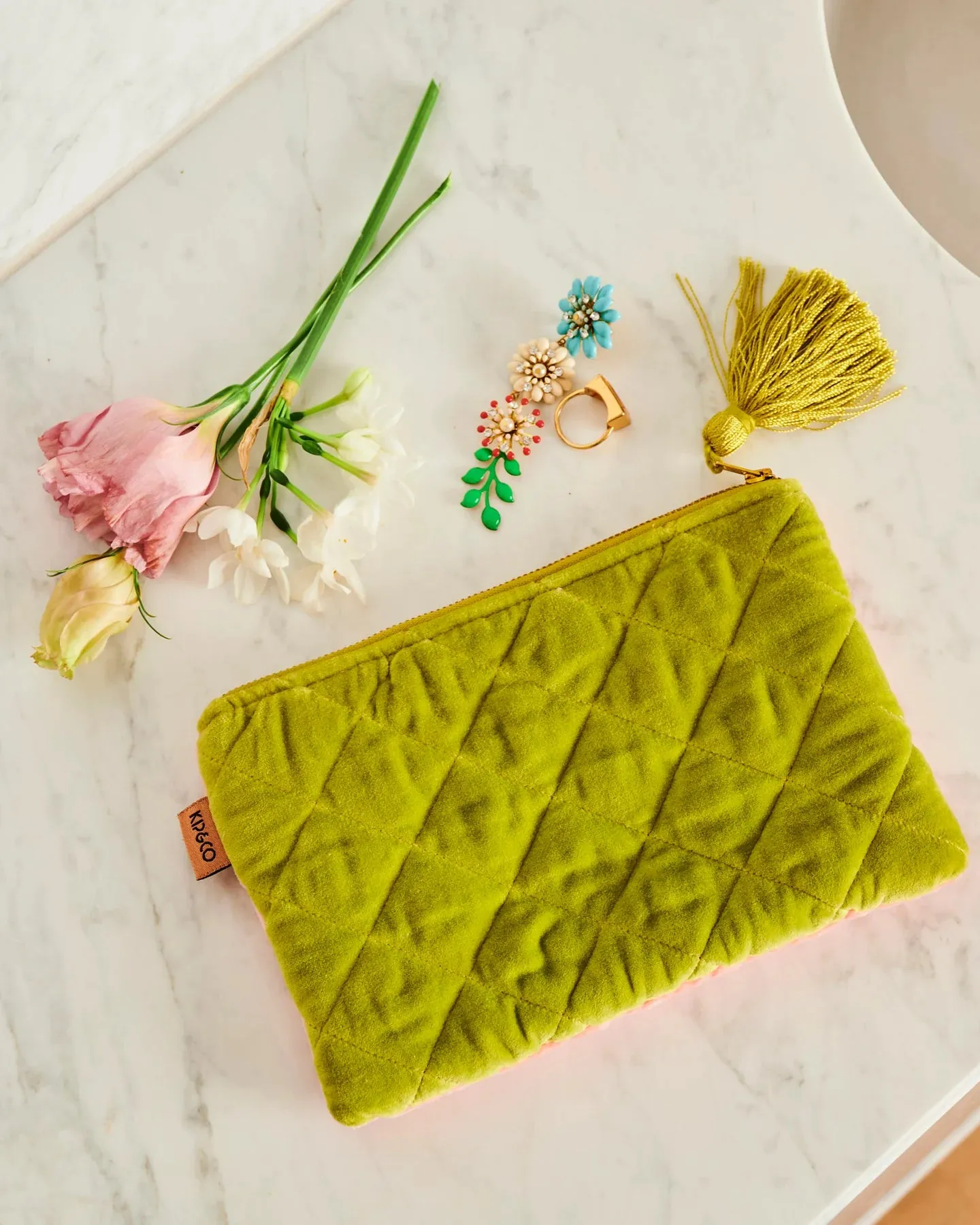 Tuscan Sunset Velvet Cosmetics Purse - Kip & Co.