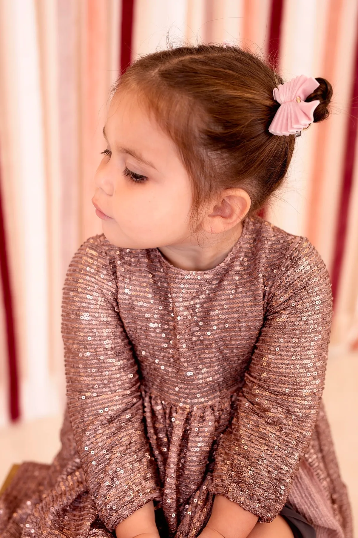 Velvet Pleated Butterfly Bow Clip Set - Taupe (Handmade in the USA!)