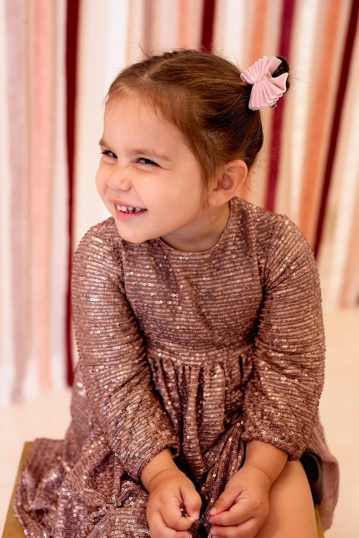 Velvet Pleated Butterfly Bow Clip Set - Taupe (Handmade in the USA!)