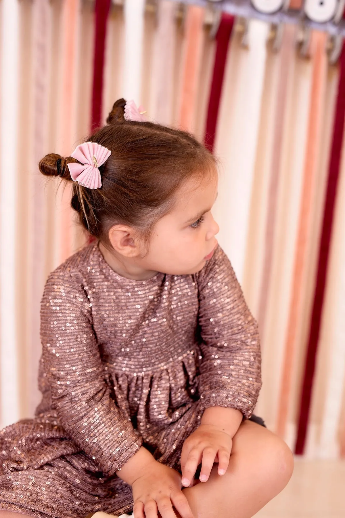 Velvet Pleated Butterfly Bow Clip Set - Taupe (Handmade in the USA!)