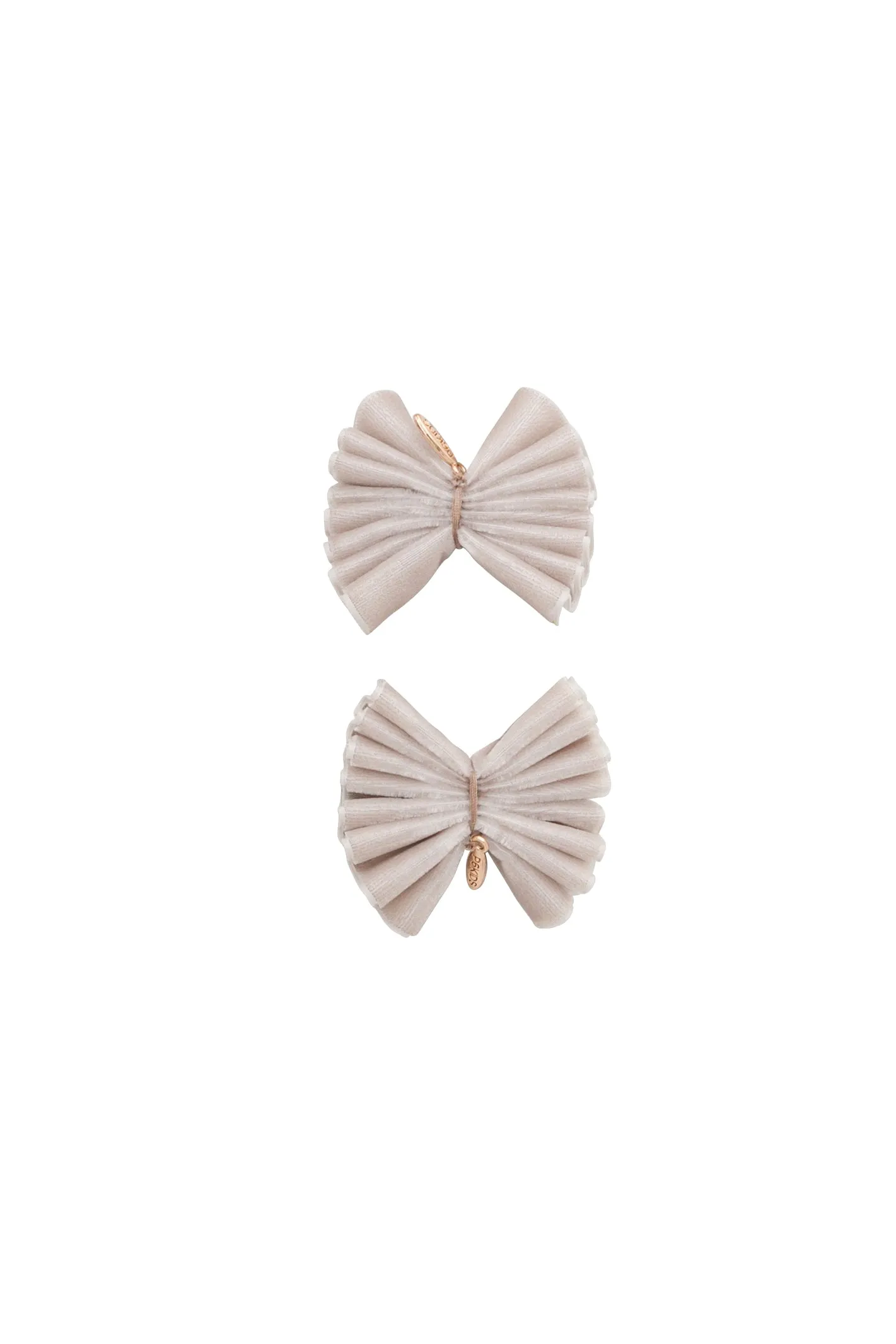 Velvet Pleated Butterfly Bow Clip Set - Taupe (Handmade in the USA!)